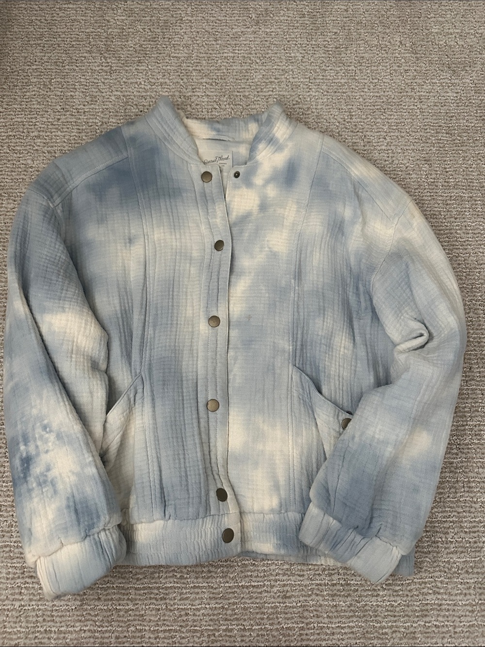 Universal Thread Light Blue and White Tie-Dye Quilted Jacket